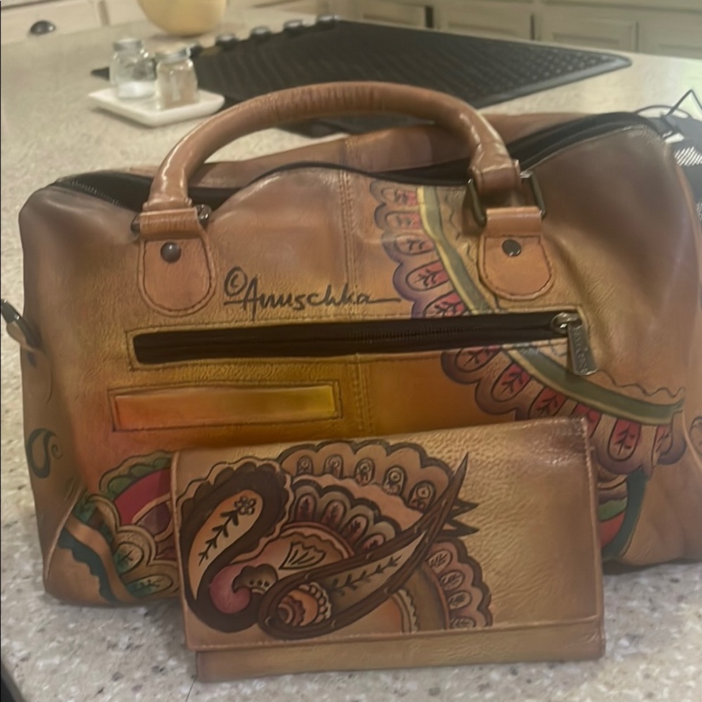 Anuschka Artistic Shoulder Bag and wallet